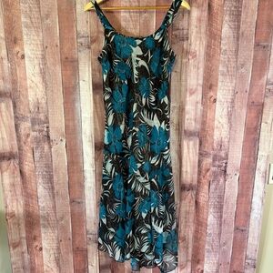 Believe Teal Floral And Animal Print Midi Dress Size 8‎